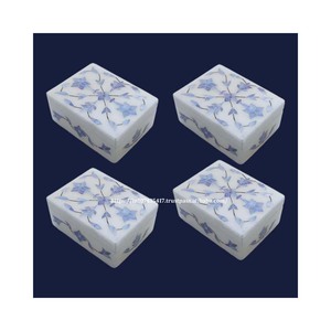 Caja de incrustaciones de mármol de diseño hecho a mano elegante MOP azul con uso de Material de nácar para almacenamiento de joyas artículo de embalaje de regalo - Product Image 1