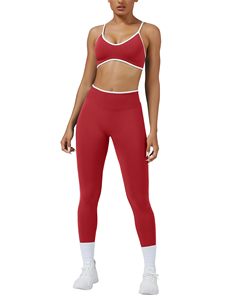 Conjunto Deportivo de 2 Piezas para Mujer, Sujetador Deportivo con Bloques de Color, Leggings de Cintura Alta con Efecto Push-Up, Conjunto para Gimnasio - Product Image 6