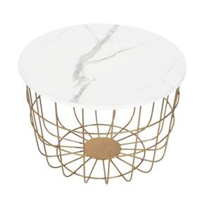 Mesa de Centro Redonda de Madera y Metal, Mesa Moderna para Sala de Estar, Vestíbulo, Cocina - Product Image 3