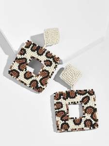 ต่างหูแฟชั่นเม็ดลูกปัดหลากสีสัน งานประดิษฐ์สำหรับผู้หญิง - Product Image 3