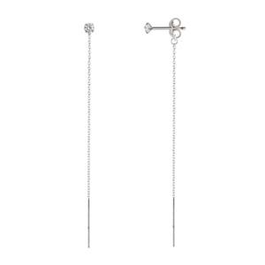 Boucles d'oreilles filées en or massif 14 carats avec diamants, vente en gros directe d'usine, boucles d'oreilles délicates à longue chaîne, bijoux fins personnalisés - Product Image 4