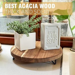 Base Redonda Rústica de Madera con Patas Metálicas, Estilo Rústico, para Decoración del Hogar y Cocina - Product Image 5