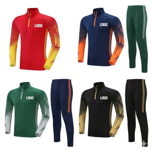 Survêtement de football pour homme de haute qualité, automne, veste à demi-zip, boutonnée, imprimé sur le devant, polyester/coton, respirant, séchage rapide - Product Image 5