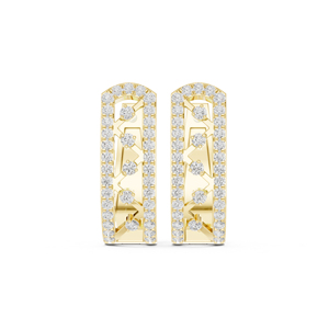 ต่างหูเพชรทรงกลมทองคำ 14K โรสโกลด์ เพชรเพาะเลี้ยงสำหรับผู้หญิง ของขวัญวันครบรอบ เพชรเพาะเลี้ยงใหม่ - Product Image 3