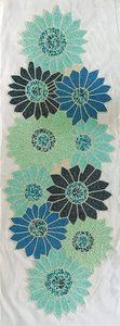Floral Embroidered Table <b>Runner</b> Blue Green Cotton Bohemian Home Decor <b>Washable</b> - Product Image 3