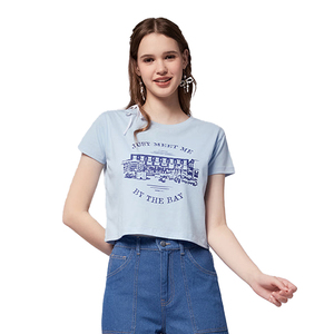 เสื้อครอปท็อปผู้หญิง ดีไซน์ล่าสุดปี 2025 ผ้าฝ้ายยืด 100% สำหรับผู้หญิง - Product Image 2