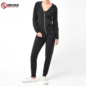 Conjunto Deportivo Informal Personalizado Negro para Mujer, Ropa Deportiva, 100% Algodón, Tejido Transpirable Ecológico, Sudadera con Cremallera - Product Image 4
