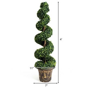 Set di 2 Alberi a Spirale di Bosso Verde Artificiale a 4 Piedi, Elegante Decorazione per Giardino Esterno - Product Image 4
