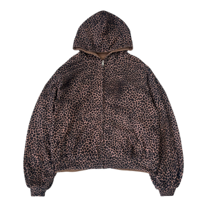 Sweat à capuche zippé pour homme, coupe ample et classique, personnalisable, en coton lourd 400 GSM, imprimé motif léopard - Product Image 1