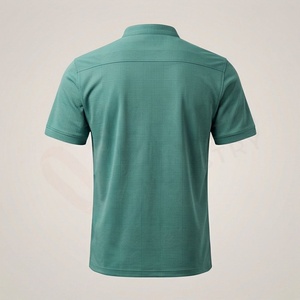 Polo de Punto de Manga Corta Color Verde Azulado para Hombre, Corte Regular Informal, Diseño con Botones - Product Image 2