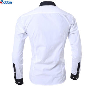 Camisas de Vestir Personalizadas para Hombre, Negras y Blancas, de Manga Larga, Casuales, Sólidas, con Múltiples Botones, de Corte Ajustado - Product Image 6