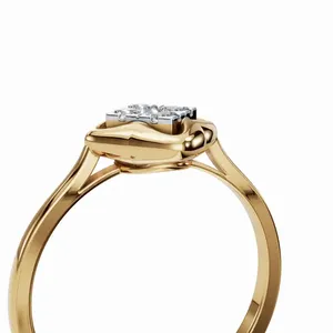 Anillo de Lujo con Cinco Diamantes Redondos Cultivados en Laboratorio, Certificado IGI, Estilo Hip Hop para Mujer, en Oro Amarillo de 18K, para Exportación al Por Mayor - Product Image 3