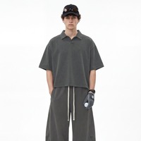 T-shirt de golf personnalisé en coton tissé 100 %, vierge, uni, court, à manches courtes, respirant, style streetwear pour homme
