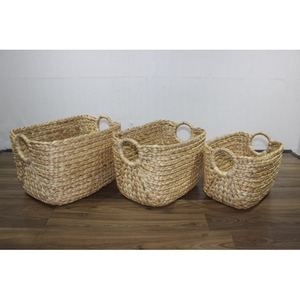 Trending Water Hyacinth Storage <b>Baskets</b> Rectangle With Handles Nordic Style Multi-Purpose Neatening Organizers - Product Image 2