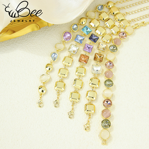 Pulsera de Cristal Colorida de Moda, Chapada en Oro de 14k, Cristal de Colores Hecho a Mano, Pulsera de Cadena Personalizada para Mujer - Product Image 6