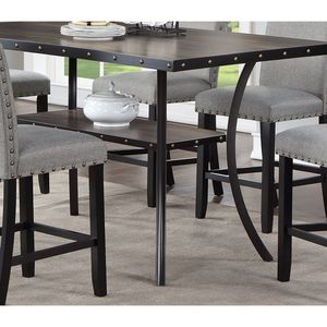 Tavolo da Pranzo Rettangolare in Legno Naturale 1 pz, Altezza Bancone con Ripiani Portaoggetti e Finitura Chiodata per la Tua Sala da Pranzo - Product Image 4