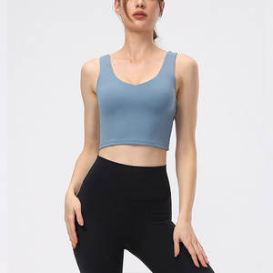 Camisetas sin mangas para mujer, ajustadas, para gimnasio, estilo crop top, transpirables, elásticas y de color liso. - Product Image 2