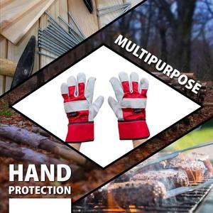 Guantes de trabajo de cuero vacuno de primera calidad, guantes de seguridad industrial, protección para las manos, guantes duraderos para jardinería doméstica - Product Image 4