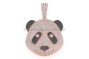 จี้เงินแท้ 925 ชุบทอง ประดับเพชรเลี้ยงในห้องปฏิบัติการ สไตล์ฮิปฮอป รูปหน้าแพนด้า ของขวัญสำหรับทุกเพศ/ผู้หญิง/ผู้ชาย/เด็ก - Product Image 5