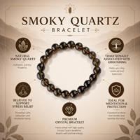 Bracelet extensible en quartz fumé naturel de 8 mm, perles rondes, certifié par un tiers, tendance pour femme, pour usage quotidien