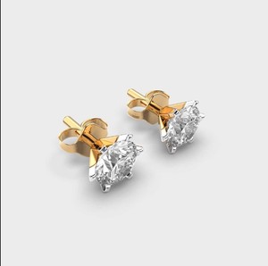 IGI Certified Round Brilliant Lab Grown Diamond Stud <b>Earrings</b> 9K Rose / Yellow / White Gold 6 Prong Solitaire Diamond <b>Earrings</b> - Product Image 2
