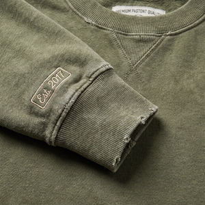 Custom Acid Wash Crewneck Fleece Sweatshirt 100% Cotton Heavyweight Vintage Washed Embroidered Regular Fit Men's OEM ODM - Product Image 4