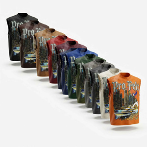 Camiseta sin Mangas de Color Liso, Estilo Desgastado por el Sol, 350 GSM, con Estampado Gráfico, Ropa Urbana, Informal, Veraniega, Moderna y Elegante - Product Image 1