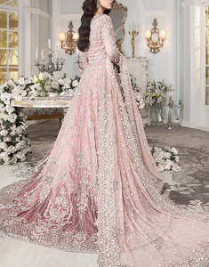 Elegant Pink Embroidered Lehenga Choli Floor-Length Traditional Indian Pakistani Wedding <b>Dress</b> Women Formal Evening Wear - Product Image 6