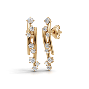 Boucles d'oreilles en or 18 carats avec diamants de laboratoire certifiés IGI en forme de feuille |   Boucles d'oreilles élégantes inspirées de la nature avec diamants - Product Image 1