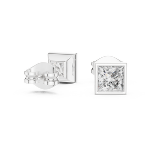 Pendientes con Diamantes Cultivados en Laboratorio de Corte Princesa de 0.44CT, Engastados en Oro Blanco Sólido de 18K, para Compromiso, Boda, San Valentín, Uso Diario - Product Image 2