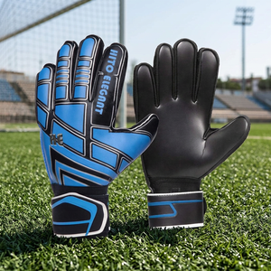 Gants de gardien de but de football personnalisés bleus et noirs en gros – Gants de gardien de but avec latex allemand de 4 mm et coupe négative - Product Image 4