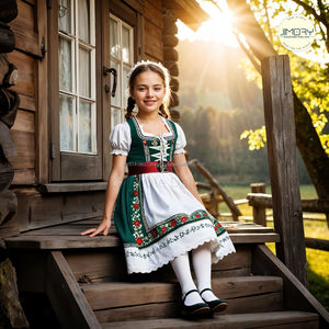 ชุดคอสตูม dirndl Oktoberfest, ชุดบาวาเรียสุดอินเทรนด์2025ชุดบาวาเรียสำหรับเด็กผู้หญิงเดรสเด็ก - Product Image 2
