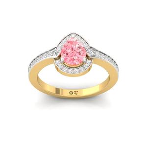 Anillo Solitario de Diamante Cultivado en Laboratorio con Corte Pera Redondo de Color Celestial, Chapado en Oro de 10K, Anillo de Compromiso y Boda de Lujo para Mujer - Product Image 5