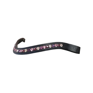 <b>Top</b> Trendy Latest Design Durable Leather Equestrian Brow Band Pink Red Combo <b>Crystals</b> Decoration Manufactured by Supplier - Product Image 3