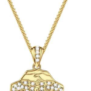   Pendentif Bouclier en Vermeil Doré pour Femme, Élégant, Couleur Or, Breloque Armoirie de Sororité, Bijou Collier, Chaîne Accessoire Vendue - Product Image 2