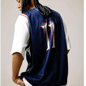 Maillot de basketball américain tendance 2026 pour hommes, en polyester, col en V, avec empiècements contrastants, uniforme de sport, impression de logo personnalisé, production en gros OEM - Product Image 4