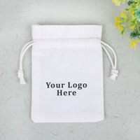 Sac d'emballage cadeau blanc en coton biologique recyclable imprimé sérigraphié avec cordon de serrage pour bijoux et bracelets - Vente en gros