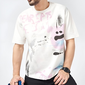 T-shirt surdimensionné personnalisé pour homme en coton 100% lourd 260 g/m² avec impression DTG, style urbain rétro délavé - Product Image 2