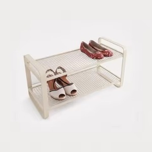 Premium Quality White Metal Freestanding Shoe Rack Decorative Iron Entryway Shoe Storage Organizer Shabby Chic Home Furniture - Product Image 2