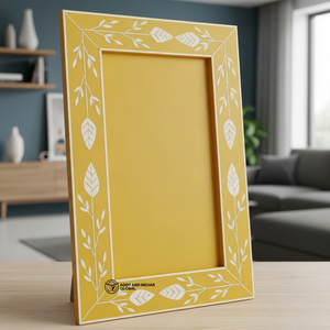Premium Floral Pattern Bone Inlay <b>Photo</b> <b>Frame</b> Yellow Bone Inlay Picture <b>Frame</b> for Living Room Decor - Product Image 2