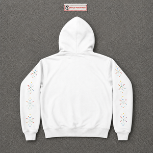 Sudadera con capucha blanca para hombre, corte regular, con estampado de puntos brillantes, informal, de algodón, estilo francés, moderna, estilo urbano, de lujo - Product Image 6