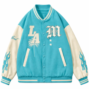 URBANGAZER Custom <b>Men's</b> Premium Vintage <b>White</b> 100% Wool Varsity <b>Jacket</b> Eco-Friendly Winter Patchwork Chenille Embroidery - Product Image 6