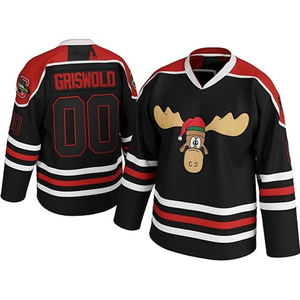 Camiseta de Hockey con Rayas Sublimadas, Logotipo del Equipo en Tela Tackle Twill, Bordado Personalizado, Transpirable, Antibacterial, de Secado Rápido, para Invierno y Verano - Product Image 1