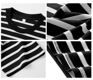 Camisetas de Verano a Rayas de Manga Corta al por Mayor, 200 Gramos, Tejidas, Oversize, Casuales para Hombre - Product Image 4