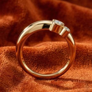 Bague en Moissanite Coupe Ovale et Coupe Marquise, Sertie en clos, Plaqué Or, Argent Sterling 925, Bague Ouverte pour Femme, Miami Chicago Jewels US - Product Image 2