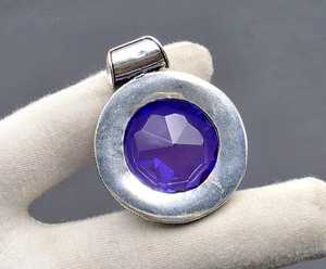 จี้แทนซาไนต์ทรงเหลี่ยมวินเทจสุดหรู เงินแท้ 925 สีน้ำเงินม่วง เครื่องประดับหมั้น ขนาด 4 ซม. ของขวัญสำหรับเธอ - Product Image 5