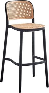 Taburete de Bar de Madera Leney Hecho con Estructura de Madera de Teca Sólida y Asiento y Respaldo de Ratán Tejido para Uso en Interiores y Exteriores - Product Image 6
