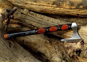 <b>Viking</b> Art Handmade <b>Viking</b> <b>Axe</b> Stainless Steel Head Stainless Steel Handle Leather Wrapped Builder's Hatchet 6 Cutting Edge <b>Axe</b> - Product Image 5