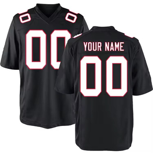 Custom American Football Jersey Unisex V-Neck Short Sleeve Black White Red Numbers Moisture Wicking Sublimation Printed - Product Image 4