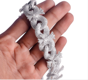 Luxury Rhodium Plated Silver Moissanite AAAA Pearl Pave Setting Link Chain <b>Statement</b> <b>Necklace</b> Women's Party Jewelry - Product Image 4